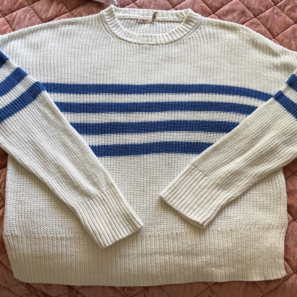 Faherty Miramar Stripe Linen & Organic Cotton Sweater Medium - Picture 7 of 10